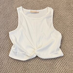 Elegant Cream Twist Front Crop Top